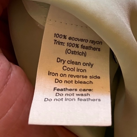 Sleeper Boheme Mint Green Ostrich Feather Trim Satin Mini Slip Dress Size S - Picture 8 of 11